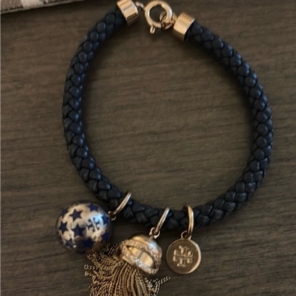 Tory Burch Jewelry - Tory Burch Gold and Blue leather band
Charm Bracelet. Excellent Condition